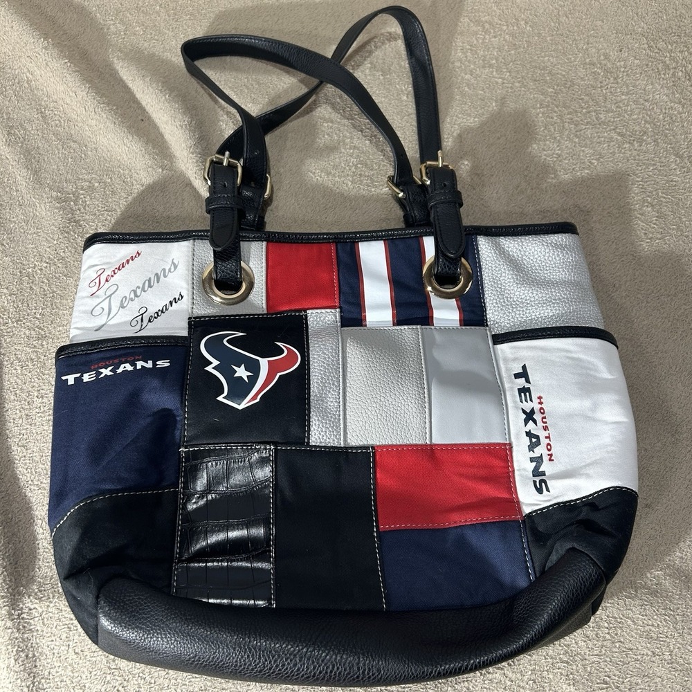 Bradford Exchange Houston Texans NFL Patchwork Shoulder Tote Bag